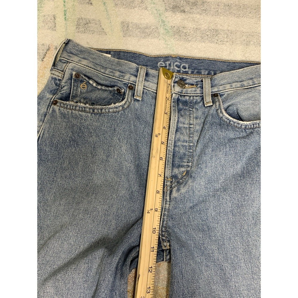 ETICA‎ Altin Loose Fit Crop Jeans Women's 26 Distressed SEA WALL Wash W29 L25 - Picture 10 of 12